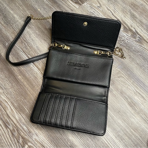 Black Faux Leather Cross Body with Rose Embroidery - Picture 2 of 4